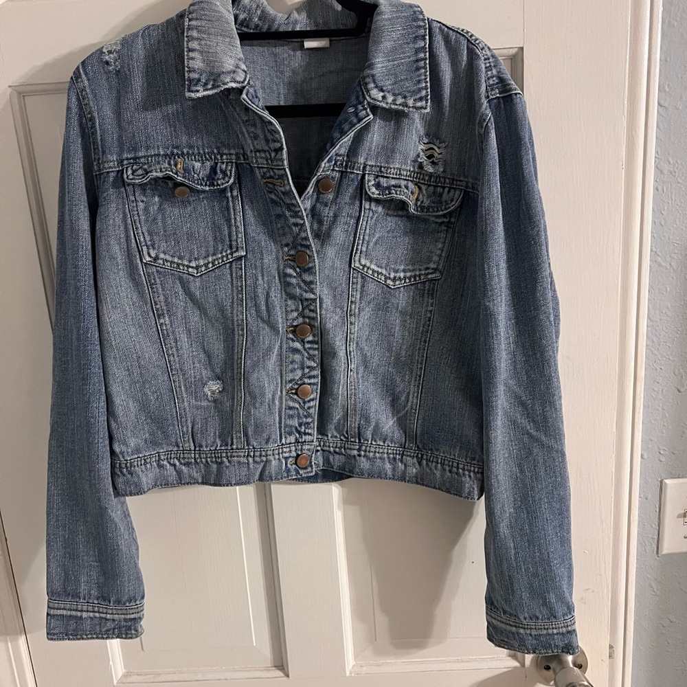 Tinseltown Light Blue  distressed Denim Jacket